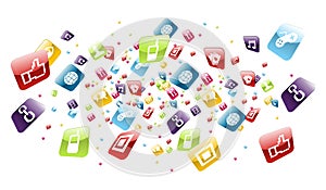 Global mobile phone apps icons splash