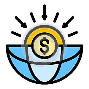 Global money estimate icon color outline vector