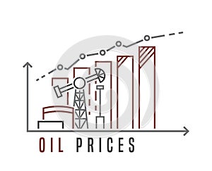 Global natural oil prices crisis. Editable vector illustration