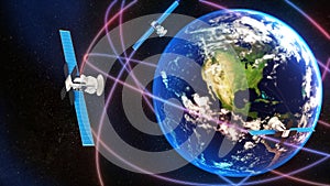 Global navigation satellite system (GNSS), a general word for satellite navigation systems, is a technology communication image,3d photo