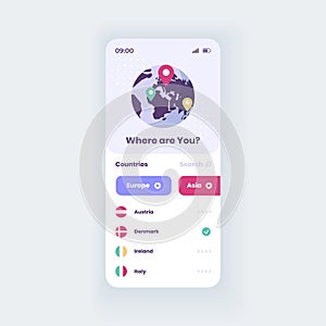 Global navigation smartphone interface vector template