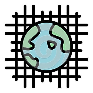Global net interaction icon color outline vector