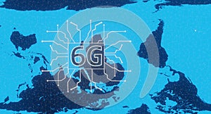 Global network with 6G network connection.