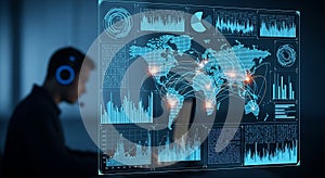 Global Network Analysis Data Visualization, World Map Tech