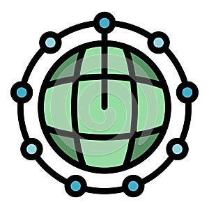 Global network blockchain icon vector flat