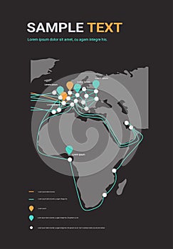 Global network cable connections and information transfer system world map technology