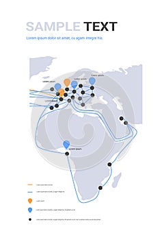 Global network cable connections and information transfer system world map technology