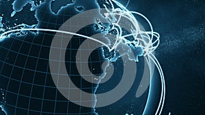 Global network close-up loop - blue version