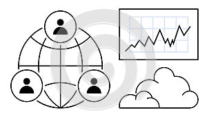 Global Network, Cloud Computing, and Data Analytics with Growth Chart Visualization