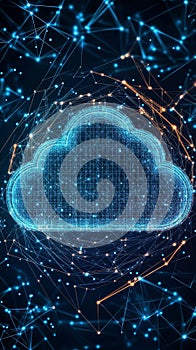 Global network cloud data connection concept abstract graphic depicts cloud computing with network lines