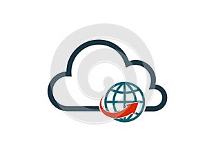 Global network cloud icon isolated vector computer technology internet sign image