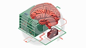 Global Network Concept with Binary Code in Brain Icon