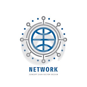 Global network concept business logo design. Communication electronic technology symbol. Vector illustration
