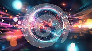 Global network connecting data flows in abstract light sphere