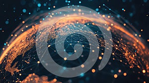 Global network connecting digital data across planet surface