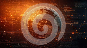 Global network connecting digital data and technology around earth