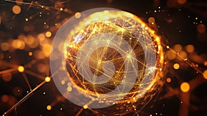 Global network connection abstract golden sphere technology