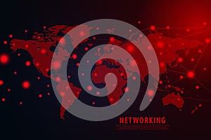 Global network connection background, red world map, vectoreps file