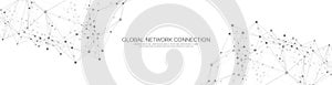 Global network connection banner design template. Header social network communication in the global business concept