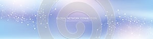 Global network connection banner design template. Header social network communication in the global business concept