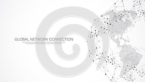 Global network connection banner design template. Header social network communication in the global business concept