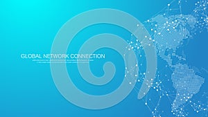 Global network connection banner design template. Header social network communication in the global business concept