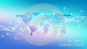 Global network connection banner design template. Header social network communication in the global business concept