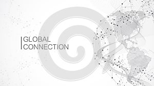 Global network connection banner design template. Header social network communication in the global business concept