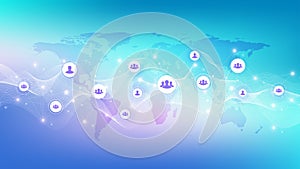 Global network connection banner design template. Header social network communication in the global business concept