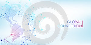 Global network connection banner design template. Header social network communication in the global business concept