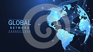 Global network connection concept. Big data visualization. Social network communication in the global computer networks