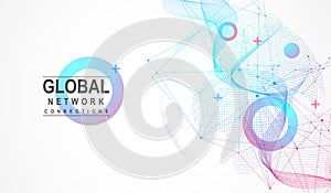 Global network connection concept. Big data visualization. Social network communication in the global computer networks