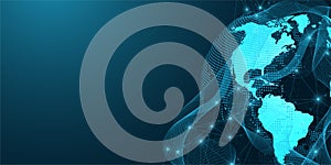 Global network connection concept. Big data visualization. Social network communication in the global computer networks. Internet