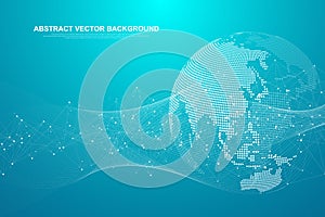 Global network connection concept. Big data visualization. Social network communication in the global computer networks