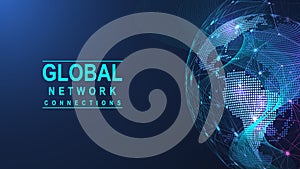 Global network connection concept. Big data visualization. Social network communication in the global computer networks