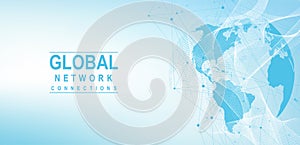 Global network connection concept. Big data visualization. Social network communication in the global computer networks