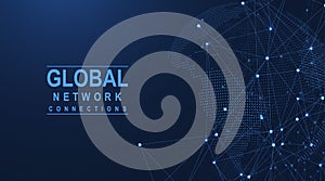 Global network connection concept. Big data visualization. Social network communication in the global computer networks