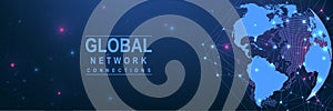 Global network connection concept. Big data visualization. Social network communication in the global computer networks