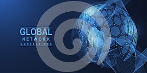 Global network connection concept. Big data visualization. Social network communication in the global computer networks