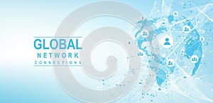 Global network connection concept. Big data visualization. Social network communication in the global computer networks