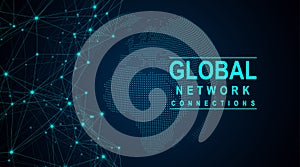 Global network connection concept. Big data visualization. Social network communication in the global computer networks