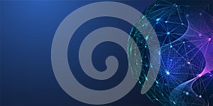 Global network connection concept. Big data visualization. Social network communication in the global computer networks. Internet