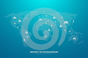 Global network connection concept. Social media abstract background internet communication. Big data network connection