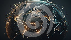 Global network connection and data exchanges over the world. Generative AI