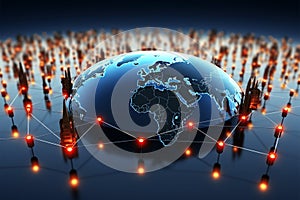 Global network connection depicted on a modern world technology background