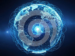 Global network connection earth digital communication technology