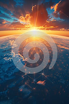 Global network connection enhanced with innovative perceptron lines spanning the earth photo