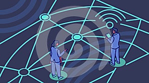 Global network connection, people and technology growth. vector design Generative AI