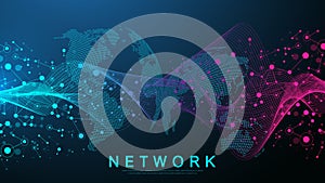 Global network connection. Social network communication in the global business. Big data visualization. Internet