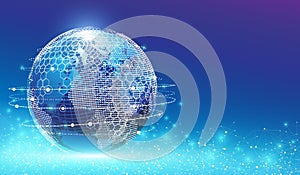 Global network connection and data connections concept